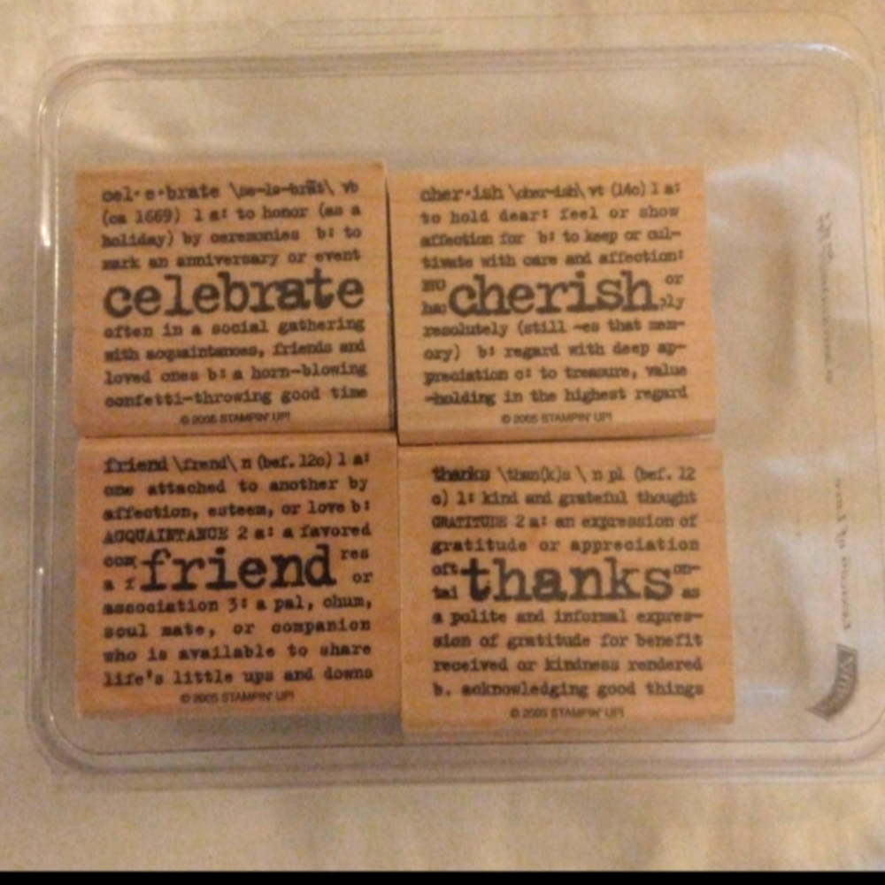 2005 Stampin' Up ~Lexicon of Love~ wood mounted 4 pc set.